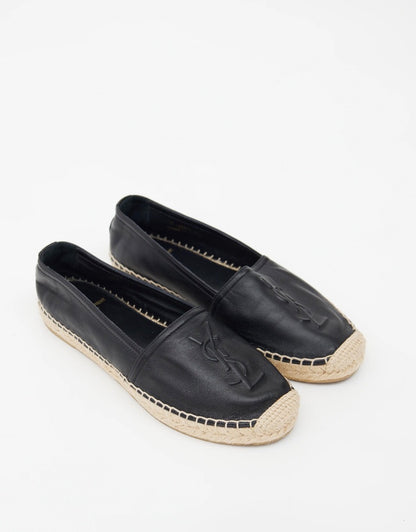 YSL monogram espadrilles featuring an embossed interlocking YSL logo