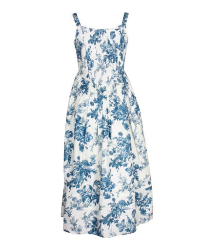 Love Shack Fancy Marjory Dress in Blue China