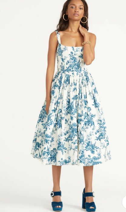 Love Shack Fancy Marjory Dress in Blue China
