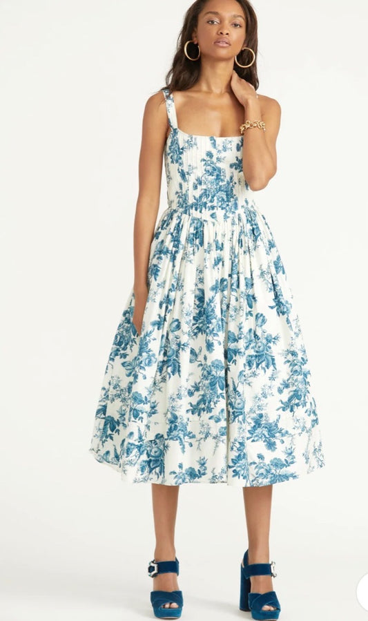 Love Shack Fancy Marjory Dress in Blue China