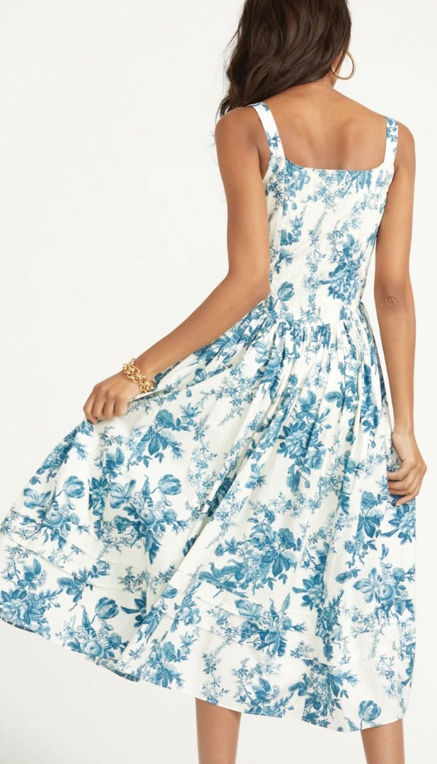 Love Shack Fancy Marjory Dress in Blue China