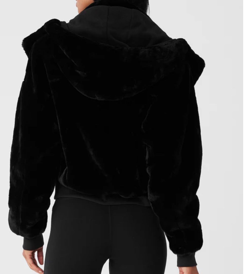 Alo FAUX FUR FOXY JACKET - BLACK