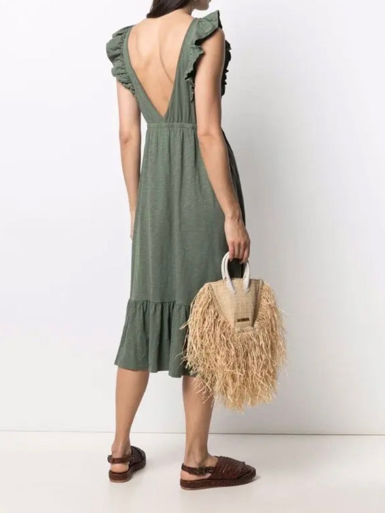 Ba&sh Voyce Ruffle Trim Midi Dress