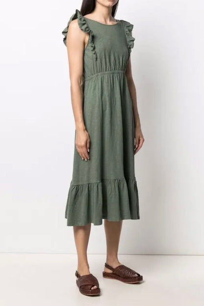 Ba&sh Voyce Ruffle Trim Midi Dress