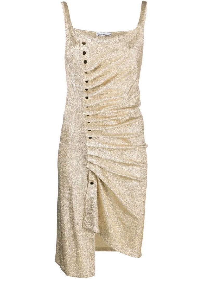 Paco Rabanne Gold Sparkle Ruched Dress