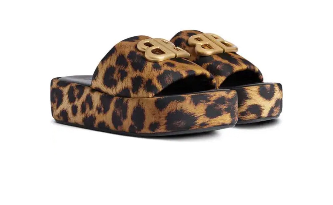 Balenciaga Animal Print BB Rise Slides