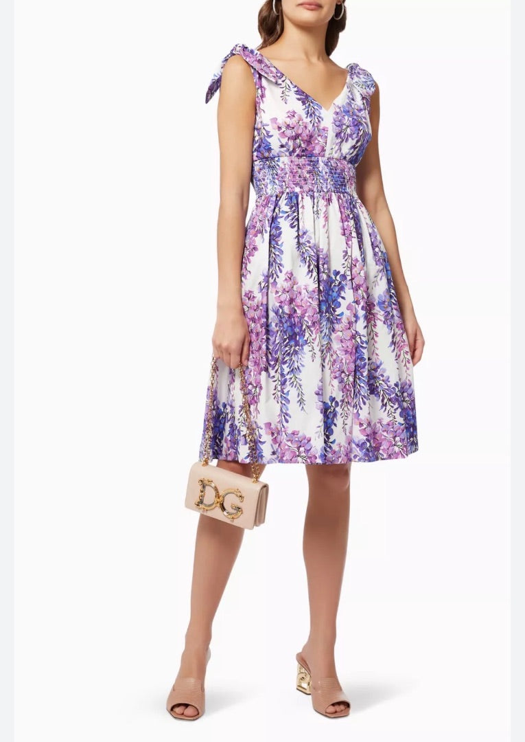 Dolce & Gabbana Wisteria Midi Dress in Cotton Poplin