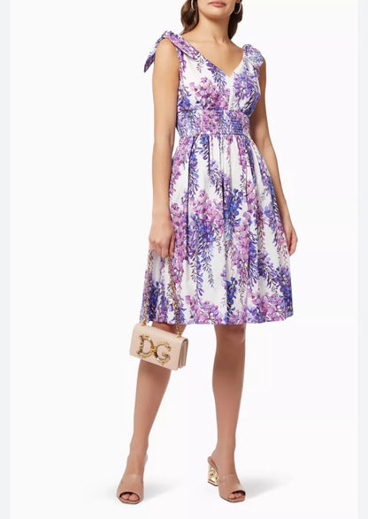 Dolce & Gabbana Wisteria Midi Dress in Cotton Poplin