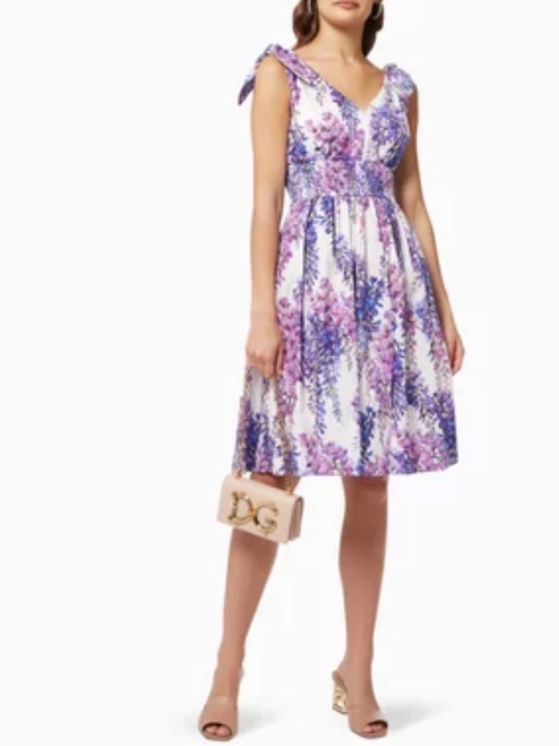 Dolce & Gabbana Wisteria Midi Dress in Cotton Poplin