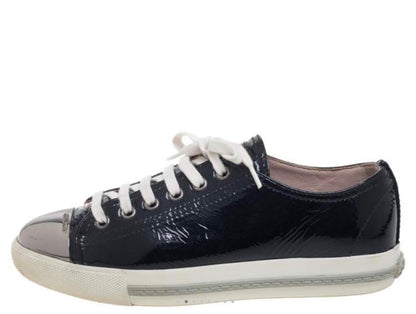 Miu Miu Miu Miu Black Patent Leather Metal Cap Toe