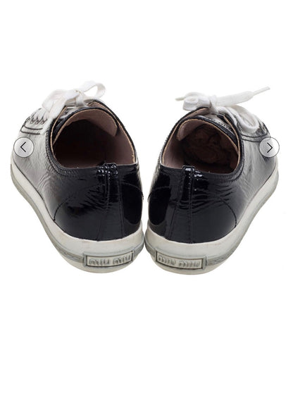 Miu Miu Miu Miu Black Patent Leather Metal Cap Toe