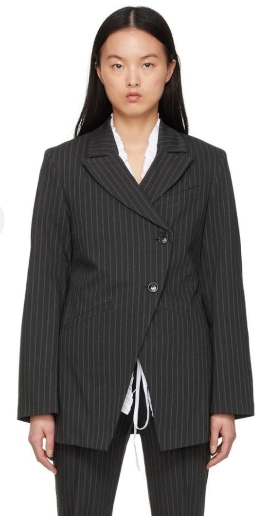Ganni Asymmetrical Pin Striped blazer