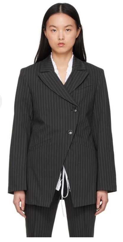 Ganni Asymmetrical Pin Striped blazer