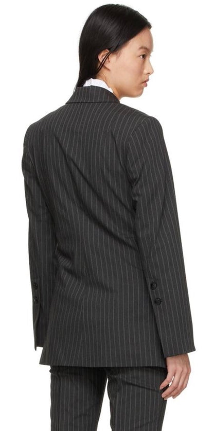 Ganni Asymmetrical Pin Striped blazer