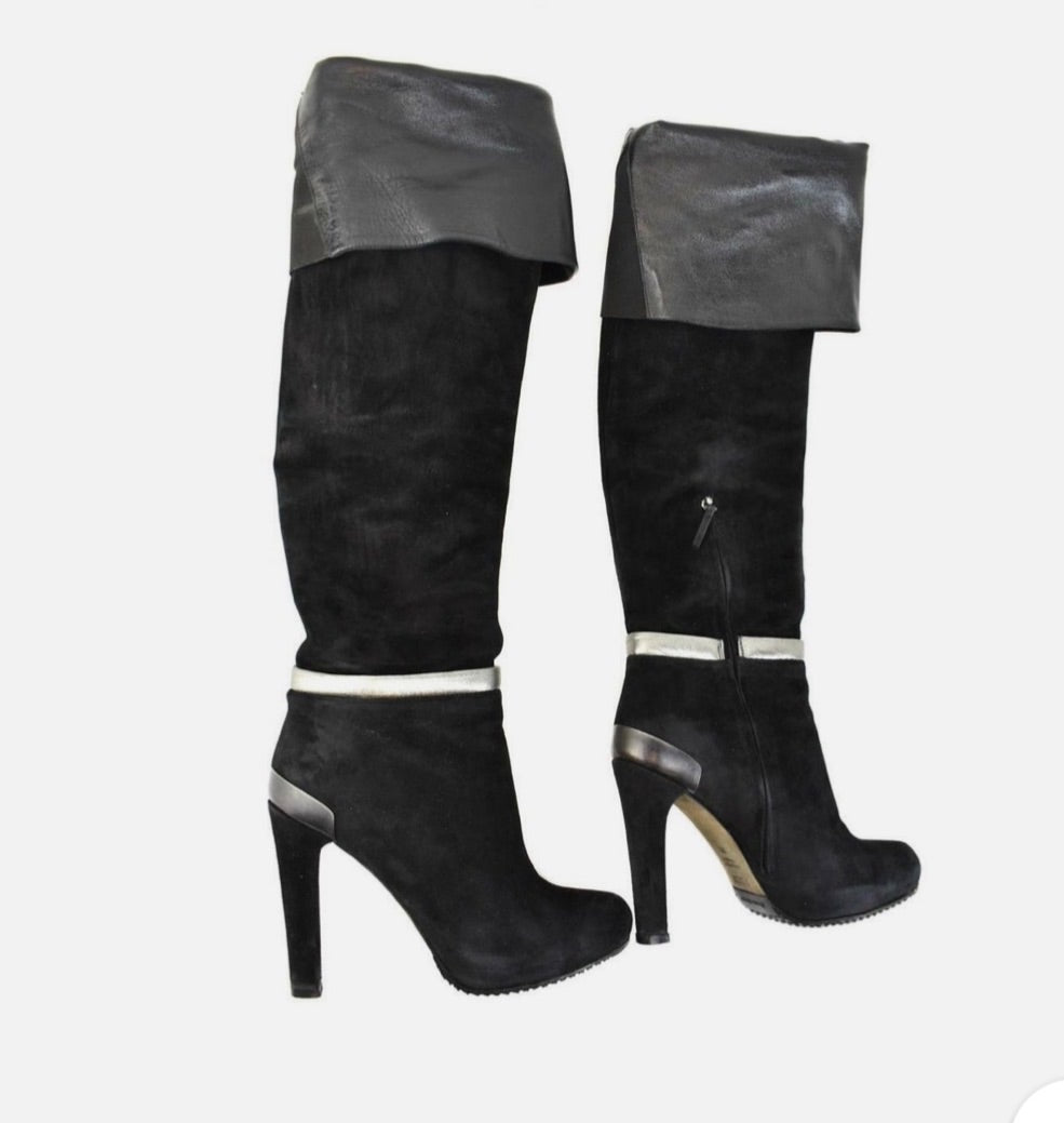 Fendi Suede Boots with silver detail