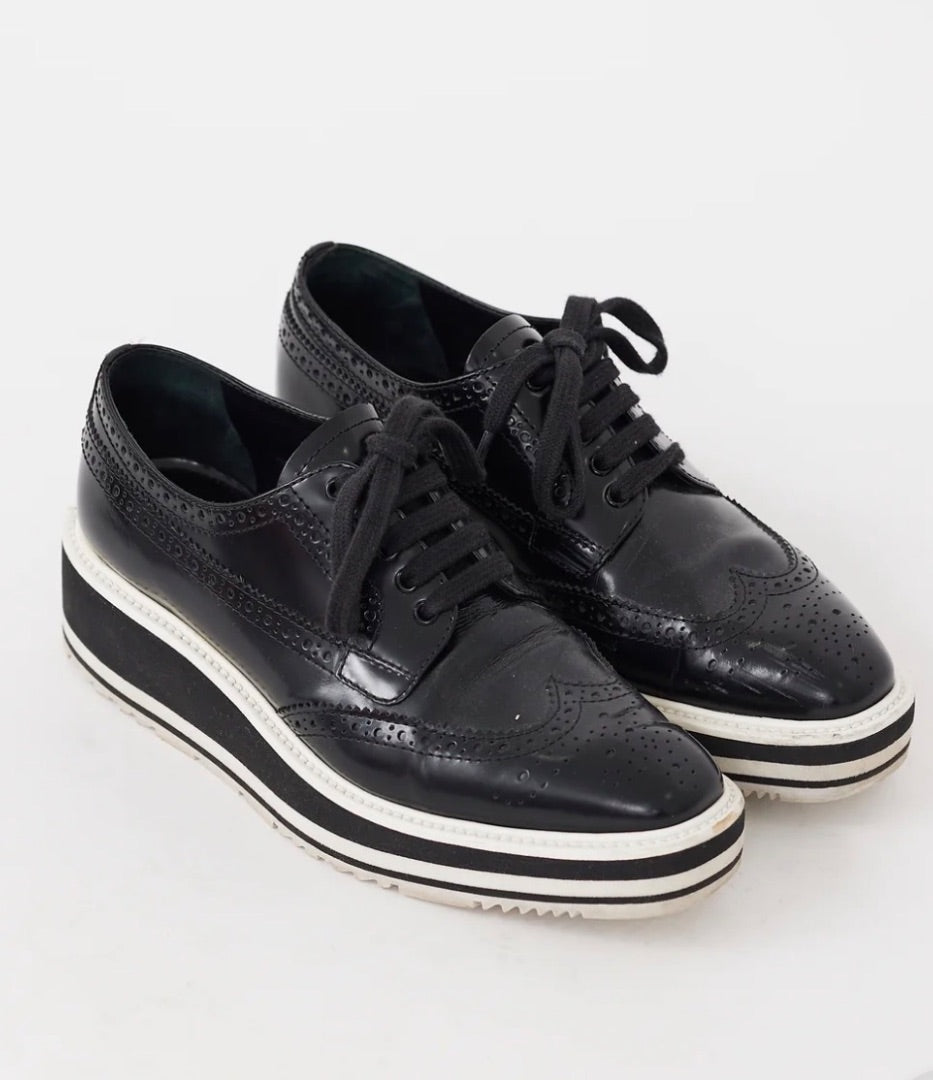 Prada Wingtip Brogue Platform Derby