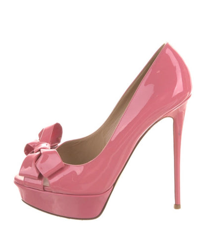 Valentino Patent leather bow peep-toe pumps with  bow