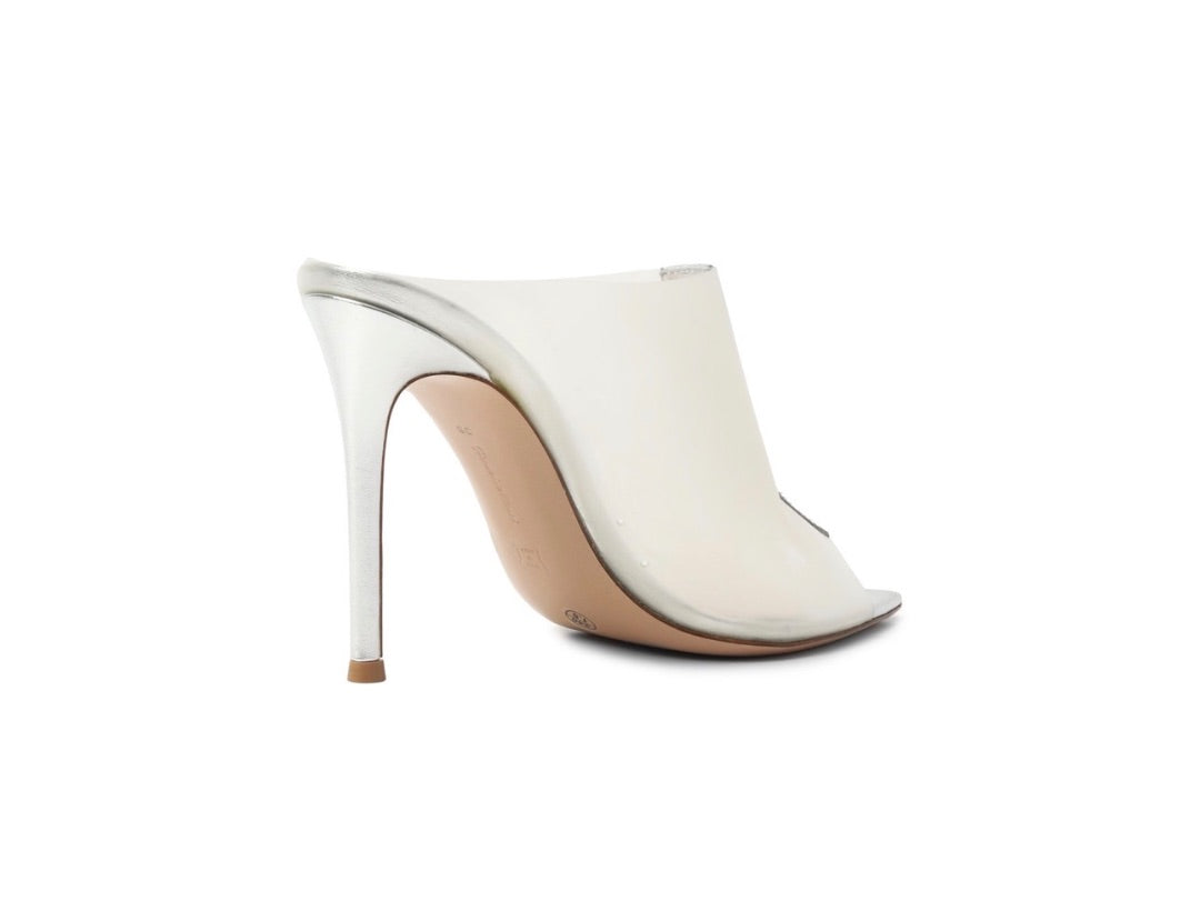 Gianvito Rossi Sigma mules feature a distinctive crystal-encrusted