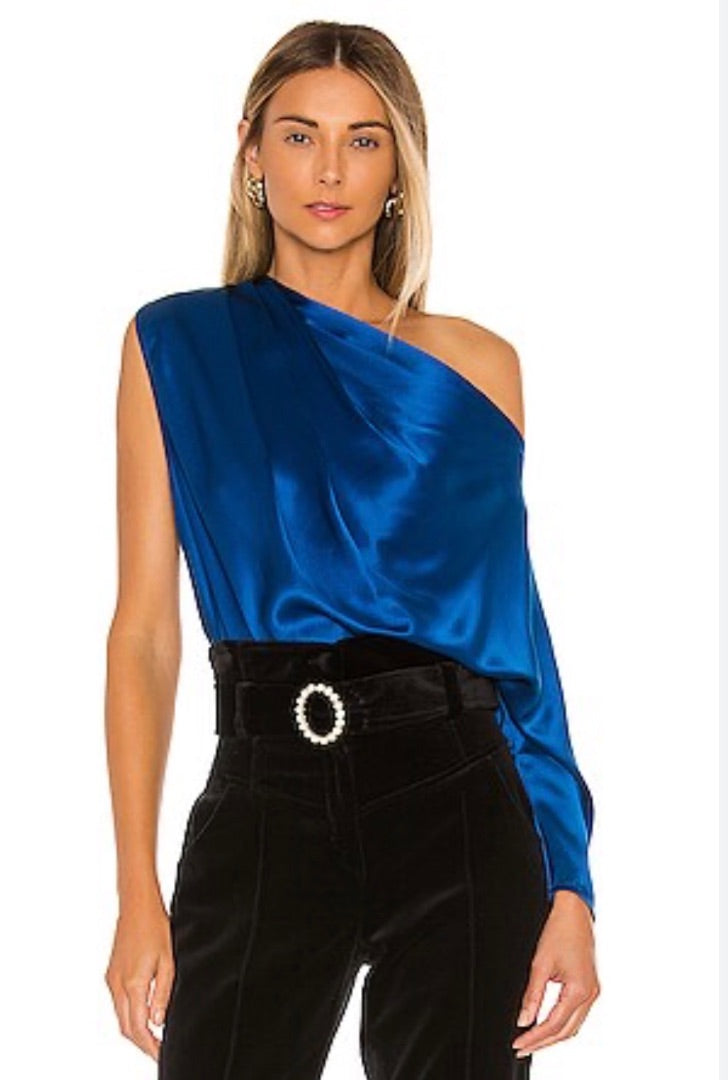 Michelle Mason Silk one shoulder top