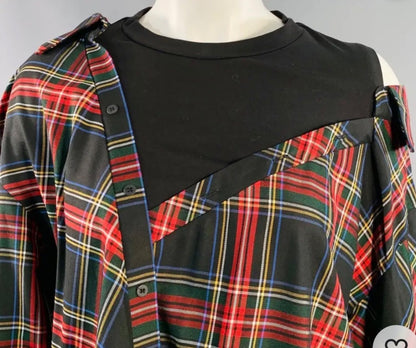 Maje Plaid Asymmetrical  Top