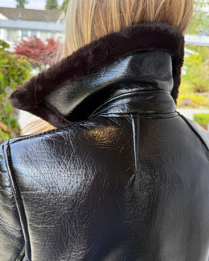 Theory Leather Pea Coat