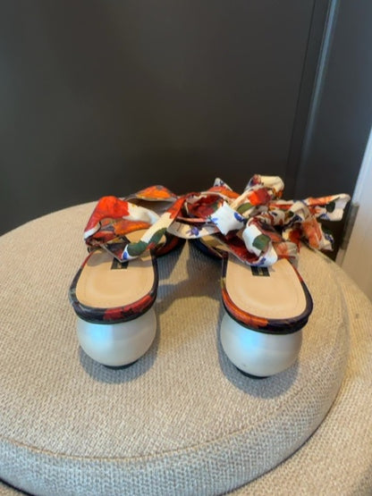 Mother of Pearl London Floral Tie Slingbacks