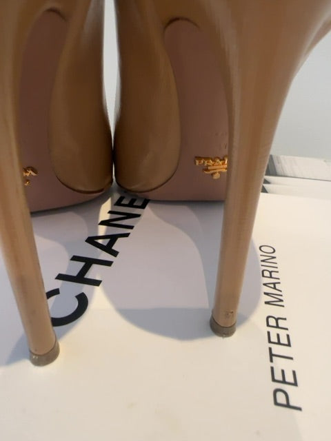 Prada Saffiano leather pointed-toe pumps with sleek stiletto hee