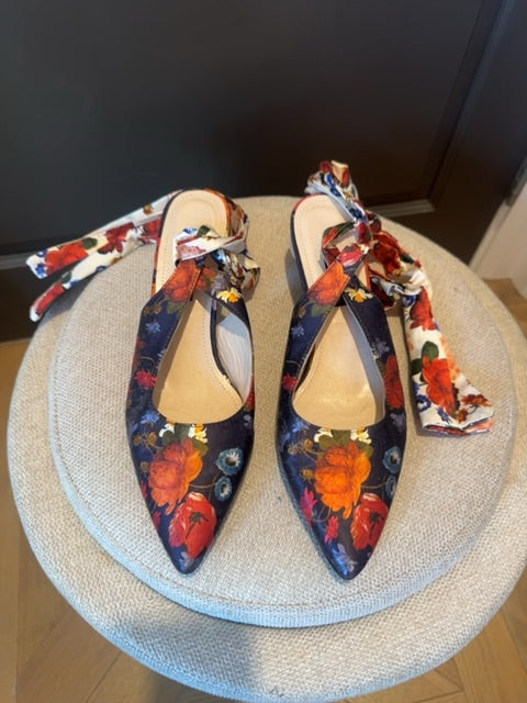Mother of Pearl London Floral Tie Slingbacks