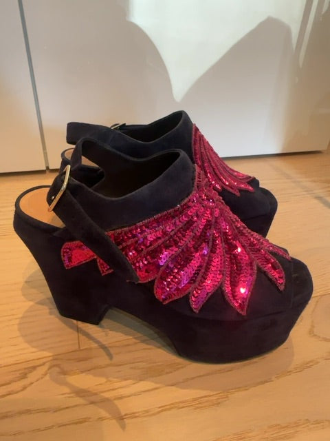 Dries Van Noten Suede platform heels