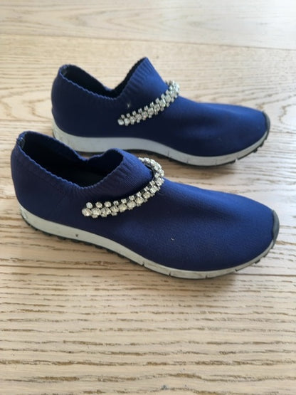 Jimmy Choo Verona knit sneakers featuring crystal embellishments
