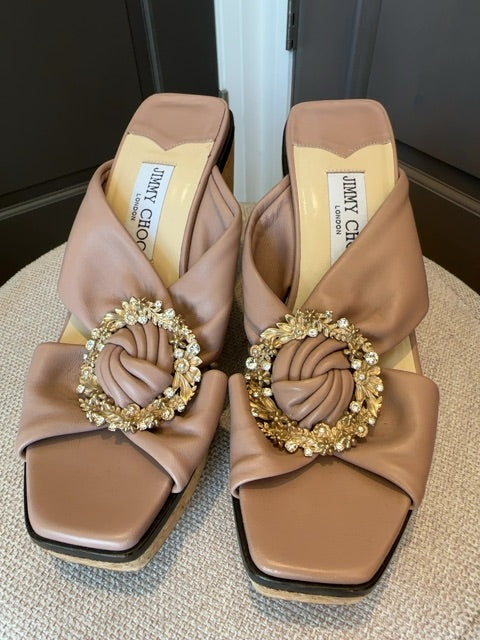 Jimmy Choo Nevara leather wedge sandals