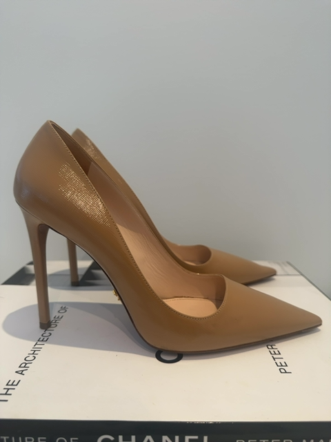 Prada Saffiano leather pointed-toe pumps with sleek stiletto hee