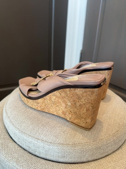 Jimmy Choo Nevara leather wedge sandals
