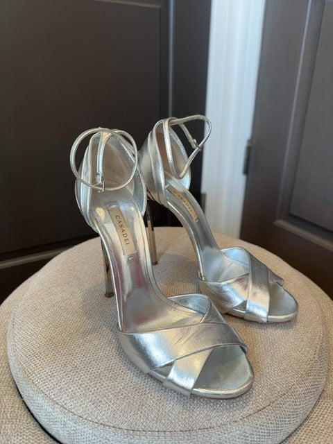 Casadei Silver Metallic Heels