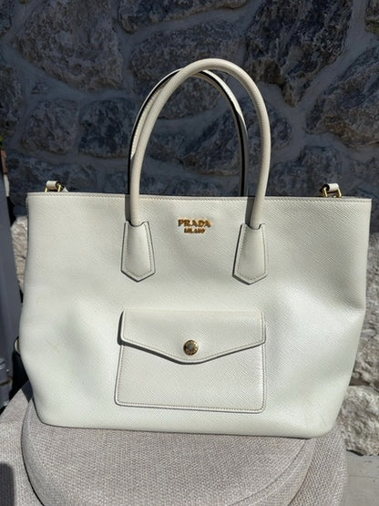 Prada Saffiano Cuir Front Pocket Convertible Tote
