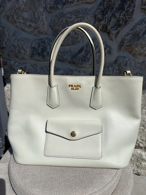 Prada Saffiano Cuir Front Pocket Convertible Tote