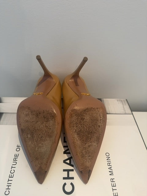 Prada Saffiano leather pointed-toe pumps with sleek stiletto hee