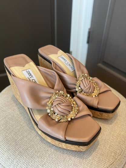 Jimmy Choo Nevara leather wedge sandals