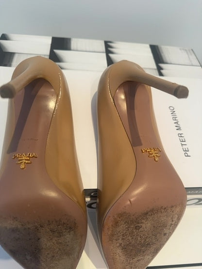 Prada Saffiano leather pointed-toe pumps with sleek stiletto hee