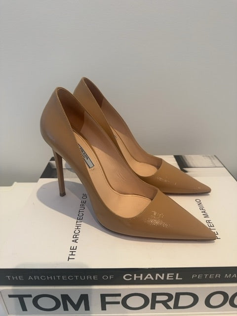 Prada Saffiano leather pointed-toe pumps with sleek stiletto hee
