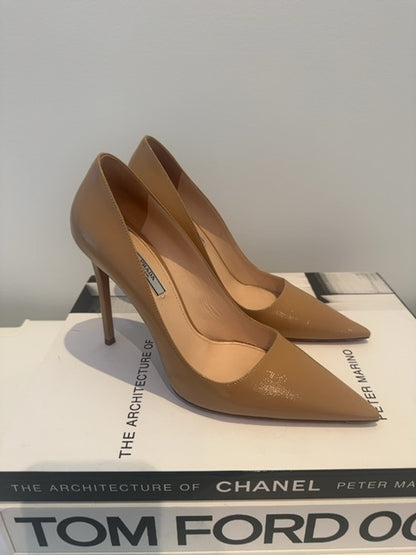 Prada Saffiano leather pointed-toe pumps with sleek stiletto hee