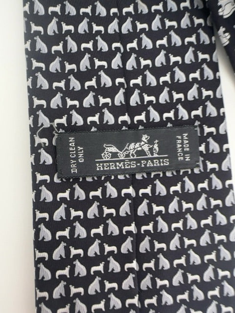 Hermes Silk Tie with Dogs