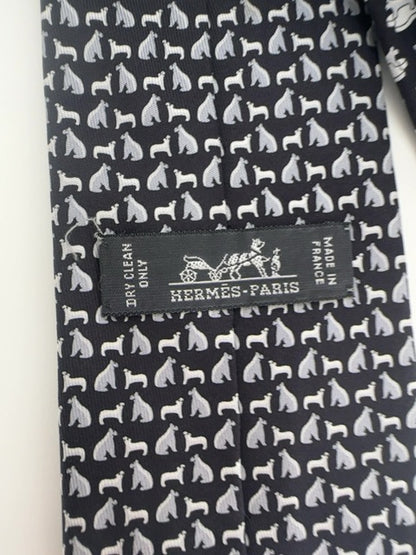Hermes Silk Tie with Dogs