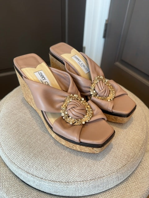 Jimmy Choo Nevara leather wedge sandals