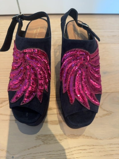 Dries Van Noten Suede platform heels
