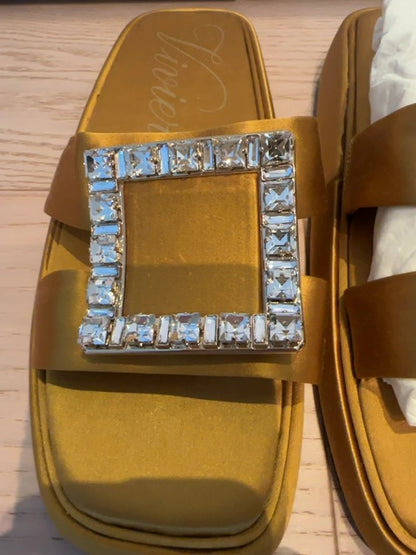 Roger Vivier Satin slides with rhinestone