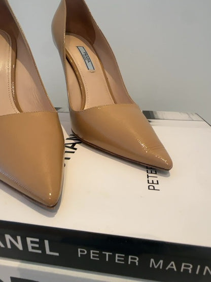 Prada Saffiano leather pointed-toe pumps with sleek stiletto hee
