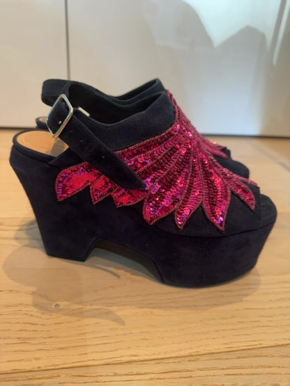 Dries Van Noten Suede platform heels