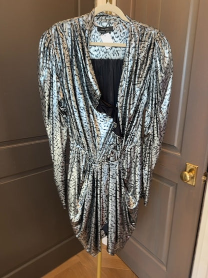 Isabel Marant Tie-Detailed Animal-Print Lamé Mini Dress