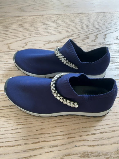 Jimmy Choo Verona knit sneakers featuring crystal embellishments
